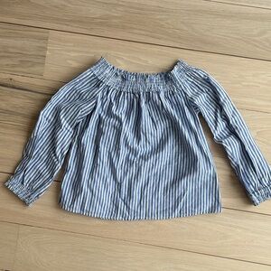 rag & bone Off-Shoulder Blue Striped Blouse